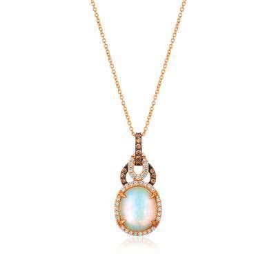 LeVian 14K Strawberry Gold® 2 1/2 ct Neopolitan Opal Pendant with Vanilla and Chocolate Diamonds®