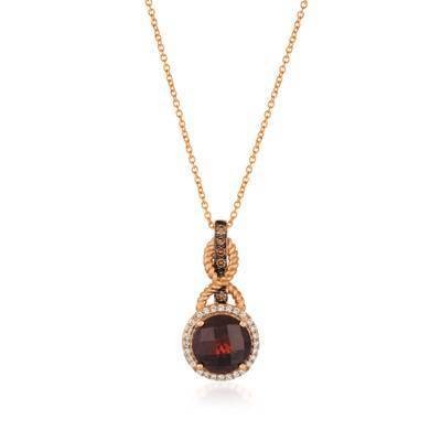 LeVian 14K Strawberry Gold® 2 3/4 ct Pomegranate Garnet Pendant with Chocolate Diamonds® 1/15 cts., Vanilla Diamonds® 1/8 cttw