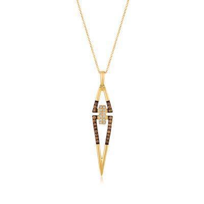 LeVian 14K Honey Gold Pendant with Chocolate Diamonds® 1/3 cttw, Vanilla Diamonds® 1/8 cttw
