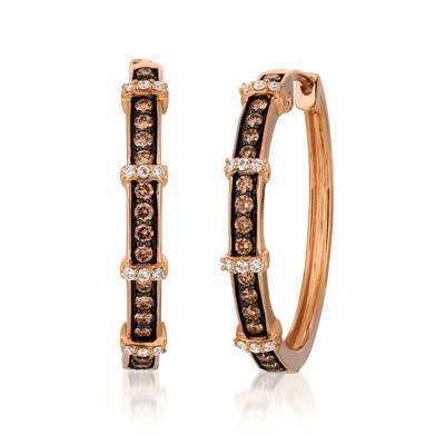 LeVian 14K Strawberry Gold® Earrings with Chocolate Diamonds® 1/2 cttw, Vanilla Diamonds® 1/8 cttw
