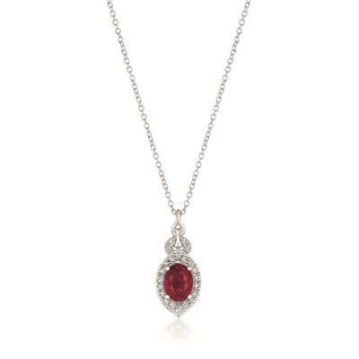 LeVian Passion Ruby Pendant with a Marquise Shaped Vanilla Diamond Halo