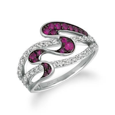 LeVian Passion Ruby and Vanilla Diamond Wave Pattern Fashion Ring