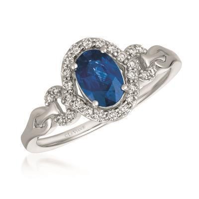 LeVian Blueberry Sapphire Ring with Vanilla Diamond Halo and Accents