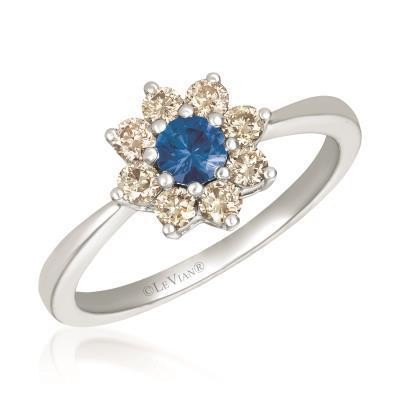 LeVian Blueberry Sapphire with Nude Diamonds Ring in Vanilla Gold