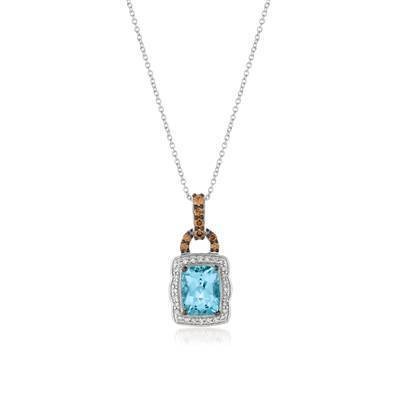 LeVian 14K Vanilla Gold® 1 1/2 ct Sea Blue Aquamarine®  Pendant with Chocolate and Vanilla Diamonds®