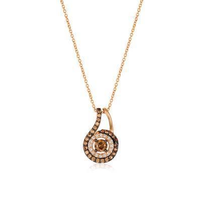 LeVian 14K Strawberry Gold® Pendant with Chocolate Diamonds® 1/2 cttw, Vanilla Diamonds® 1/10 cttw