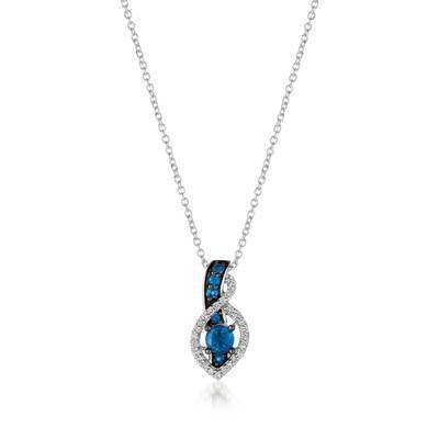 LeVian 14K Vanilla Gold® Blueberry Sapphire 1/3 cttw Pendant with Vanilla Diamonds® 1/10 cttw