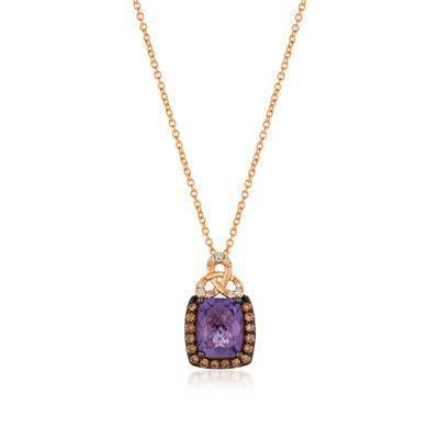 LeVian 14K Strawberry Gold® Grape Amethyst Pendant with Chocolate and Vanilla Diamonds®