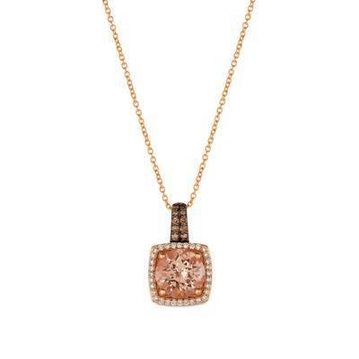 LeVian 14K Strawberry Gold® 2 ct Peach Morganite Pendant with Chocolate and Vanilla Diamonds®
