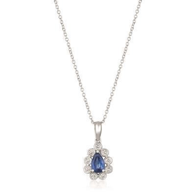 LeVian Pear Shaped Blueberry Sapphire Pendant with Vanilla Diamond Halo
