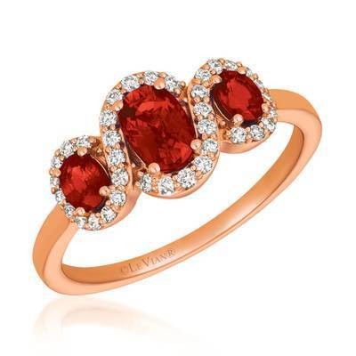 LeVian 14K Strawberry Gold® Passion Ruby 7/8 cttw Ring with Vanilla Diamonds® 1/5 cttw