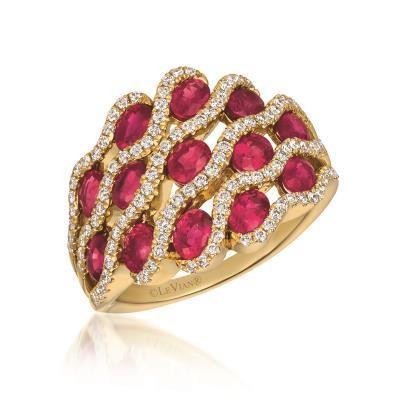 LeVian Strawberry Gold Passion Ruby Multi-Layered Ring with Vanilla Diamonds