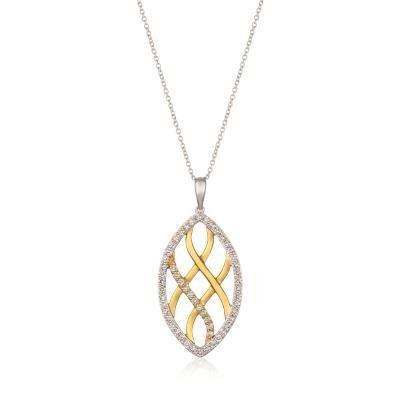LeVian Vanilla Gold and Honey Gold Two Tone Pendant with Vanilla Diamonds