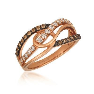 LeVian Nude and Chocolate Diamond Strawberry Gold Fashion Ring