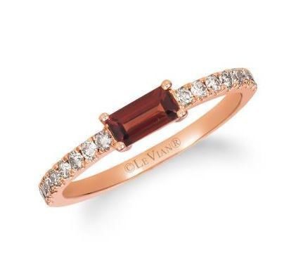 LeVian Pomegranate Garnet Ring with Nude Diamonds on the band