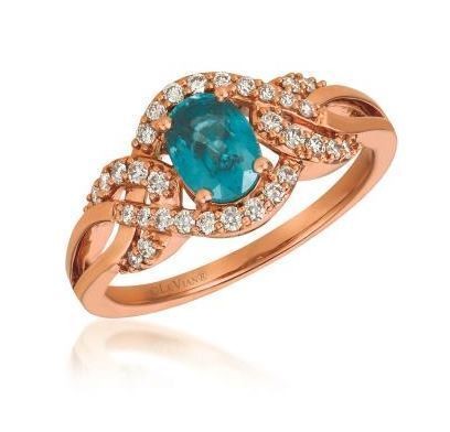 LeVian Blueberry Zircon Ring in Strawberry Gold with Vanilla Diamonds