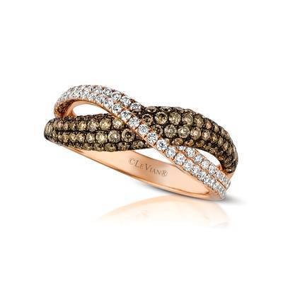 LeVian 14K Strawberry Gold® Ring with Chocolate Diamonds® 3/4 cttw and Vanilla Diamonds® 1/3 cttw