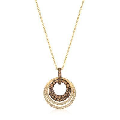 LeVian Triple Circle Honey Gold Chocolate and Vanilla Diamond Pendant