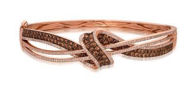 LeVian 14K Strawberry Gold® Bangle with Chocolate Diamonds® 2 1/4 cttw and Vanilla Diamonds® 3/4 cttw