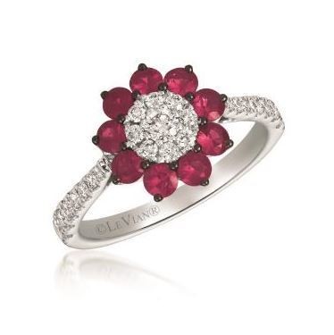 LeVian Vanilla Diamond and Passion Ruby Ring set in Vanilla Gold