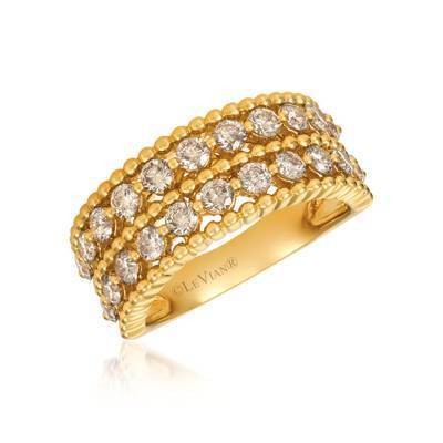 LeVian 14K Honey Gold Two Row Band with Nude Diamonds 1 3/8 cttw