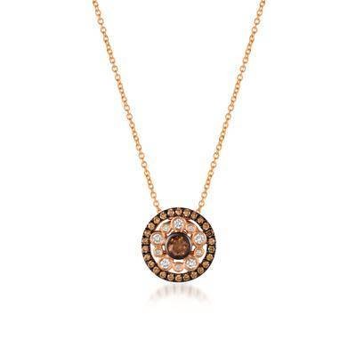 LeVian 14K Strawberry Gold® Pendant with Chocolate Diamonds® 3/8 cttw, Vanilla Diamonds® 1/6 cttw