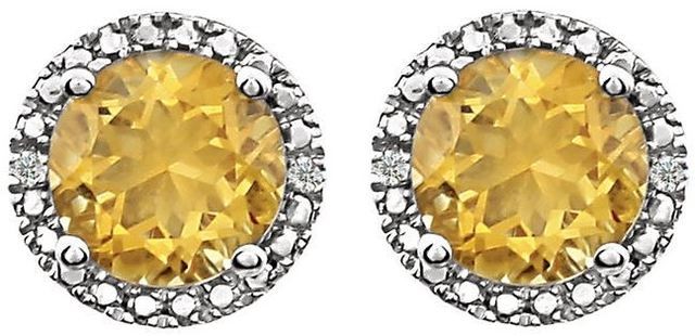 Sterling Silver Citrine & .01 CTW Diamond Earrings