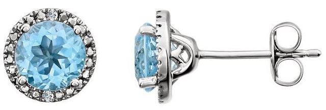 Sterling Silver Sky Blue Topaz & .01 CTW Diamond Earrings