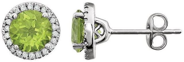 14kt White Gold Peridot & 1/8 CTW Diamond Earrings