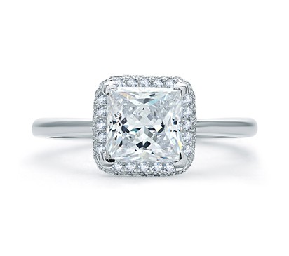 A. Jaffe Quilted Pave Princess Cut Halo Engagement Ring