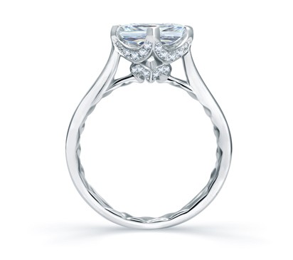 A. Jaffe Simple Princess Cut Quilted Engagement Ring