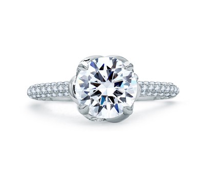 A. Jaffe Quilted Micro Pave Halo Designer Knot Engagement Ring