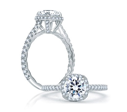 A. Jaffe Quilted Round Halo Engagement Ring