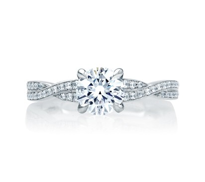 A. Jaffe Crossover Diamond Shank Engagement Ring