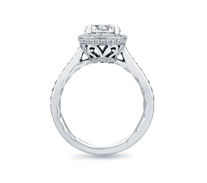 A. Jaffe Ornate Basket Halo Engagement Ring