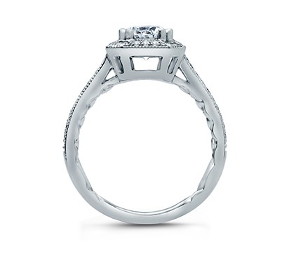 A. Jaffe Baguette Accent Halo Modern Vintage Engagement Ring