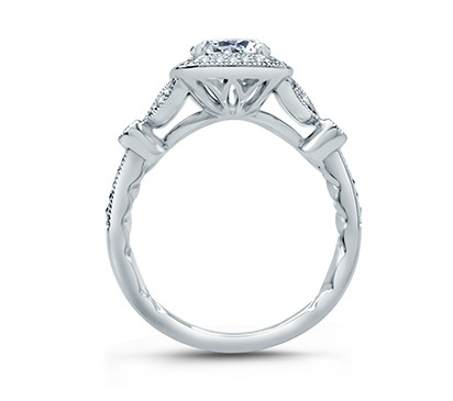 A. Jaffe Floral Inspired Modern Vintage Halo Engagement Ring