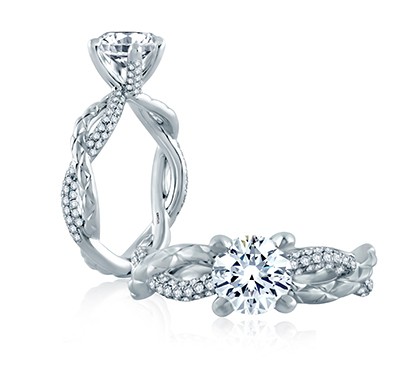 A. Jaffe Diamond and Quilted Vine Engagement Ring