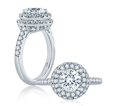 A. Jaffe Double Pave Halo Modern Classic Engagement Ring