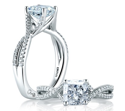A. Jaffe Criss Crossover Cushion Cut Engagement Ring