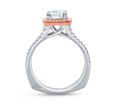 A. Jaffe Center of My Universe Princess Cut Rose Gold Diamond Halo Engagement Ring