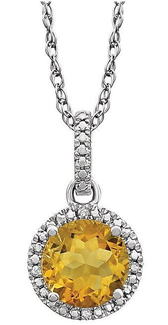 Sterling Silver Citrine & .01 CTW Diamond 18