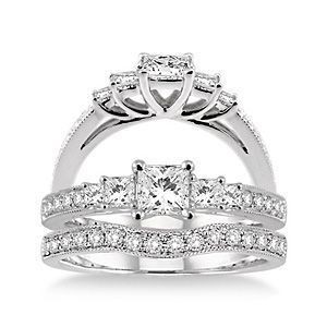Stunning Diamond Wedding Set in 14k White Gold