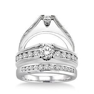 Lovely 3/4 Carat Diamond Wedding Set 14k White Gold