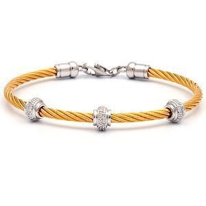 Lovely Silver and Diamond Steel Bracelet