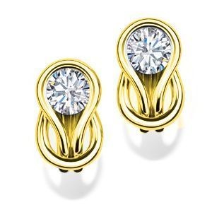 Everlon Diamond Knot Earrings in 10k Yellow Gold