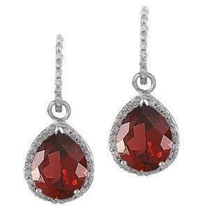 Lovely Red Garnet Tear Drop Earrings