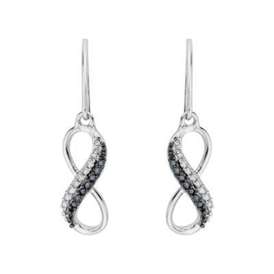 Black and White Diamond Infinity Dangle Earrings