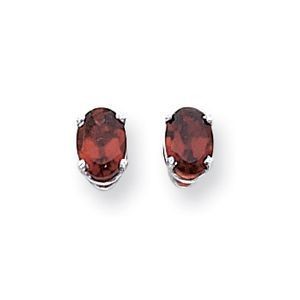 14k White Gold 7x5mm Oval Garnet Earrings