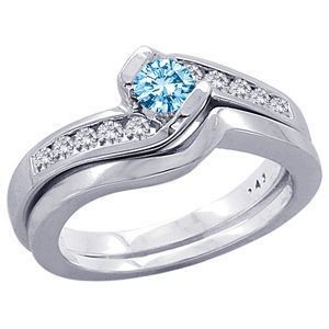 1/2 Carat Blue Diamond Wedding Set